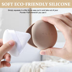 MAYCREATE Silicone Powder Puff Holder, Makeup Sponge Puff Case Organizer for Travel, Soft Skin-Friendly Beauty Blender Storage - Khaki