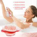 MAYCREATE Silicone Body Scrubber, 2 in 1 Bath and Shampoo Brush, Soft Silicone Loofah for Sensitive Skin, Double-Sided Body Brush for Men Women, Lathers Well, Gentle Exfoliating