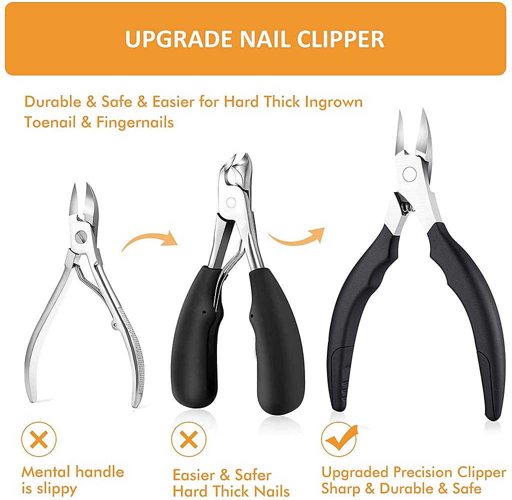 MAYCREATE Toenail Clippers for Thick Nails Nail Clippers Kit Set for Men and Women Heavy Duty Nail Nippers Cutter for Pedicure Precision Ingrown Fingernails (Black)