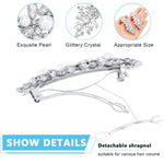 MAYCREATE Rhinestone Hair Clips for Wedding and Party with Crystal Pearls | 2Pcs Silver Barrettes