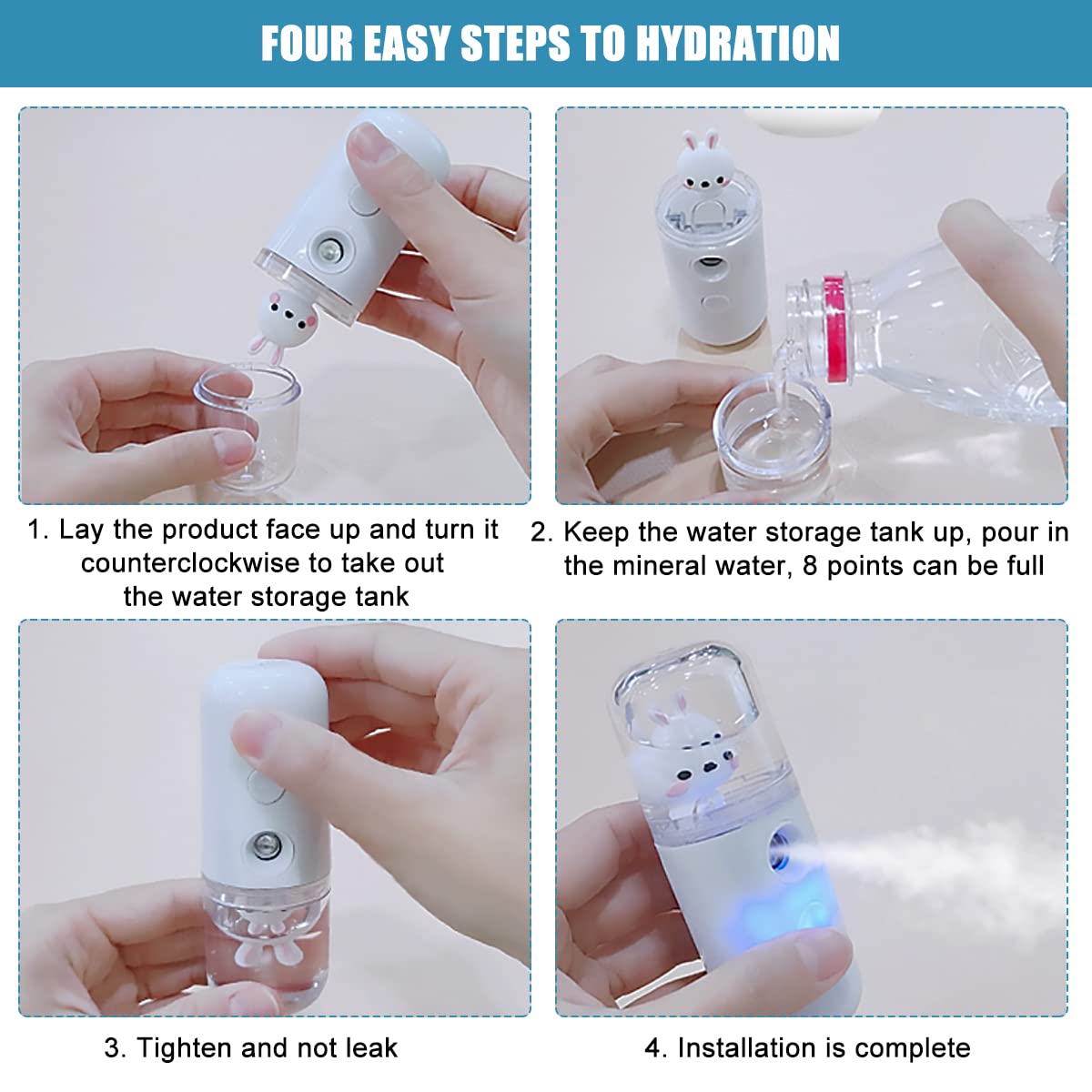 MAYCREATE USB Nano Facial Sprayer 30ml Mini Facial Steamer Rechargeable Portable Face Mist Sprayer Skin Moisturizing Sprayer