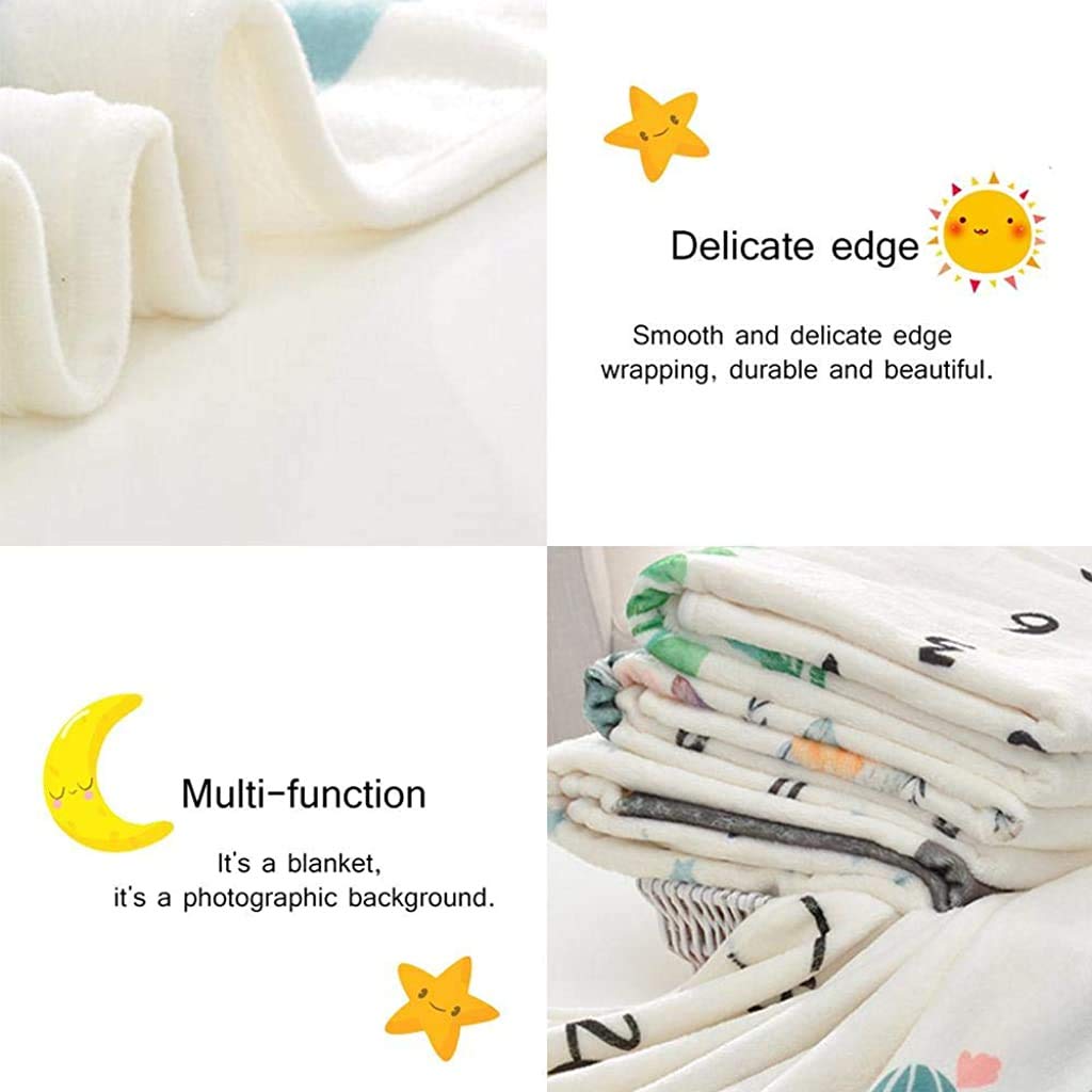 MAYCREATE Moon-2 Flannel Milestone Photography Blanket for 0-12 Month Petite Baby Size- 70x100cm