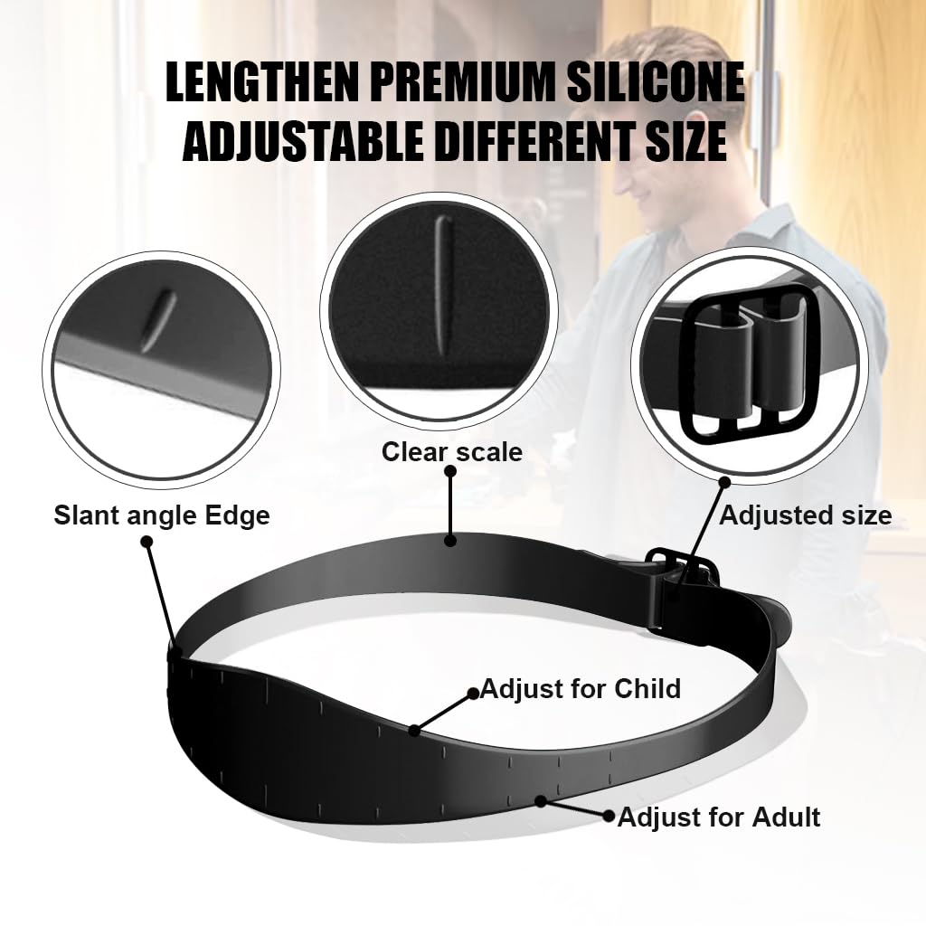 MAYCREATE Neckline Shaving Template, Curved Silicone Band DIY Haircut Template, Adjustable Hair Line Guide for Men Boy, Trimming Template for Hair Clippers Creating Fade Guidelines - Black