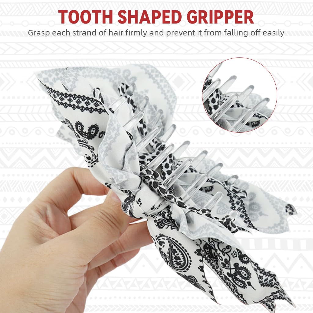 MAYCREATE Ribbon Hair Claw Clips for Women with Secure Grip and Acrylic Bow Charm | 2‑Piece Set