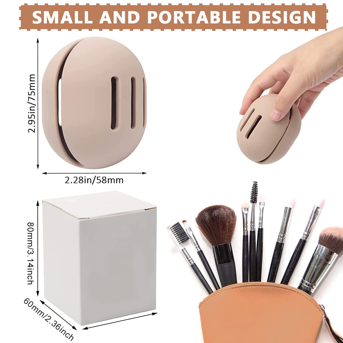 MAYCREATE Makeup Sponge Holder Case Cute Silicone Beauty Blender Sponge Holder Breathable Cosmetic Make Up Blender Storage Travel Case (Khaki)