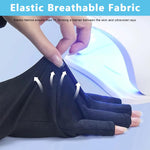 MAYCREATE Nylon Anti Uv Gloves For Gel Nail Lamp,Professional Upf50+ Uv Protection Gloves For Women Manicures,Nail Art Skin Care-Stretchy&Fingerless,Protect Hands From Uv Harm (Black),Pack of 2
