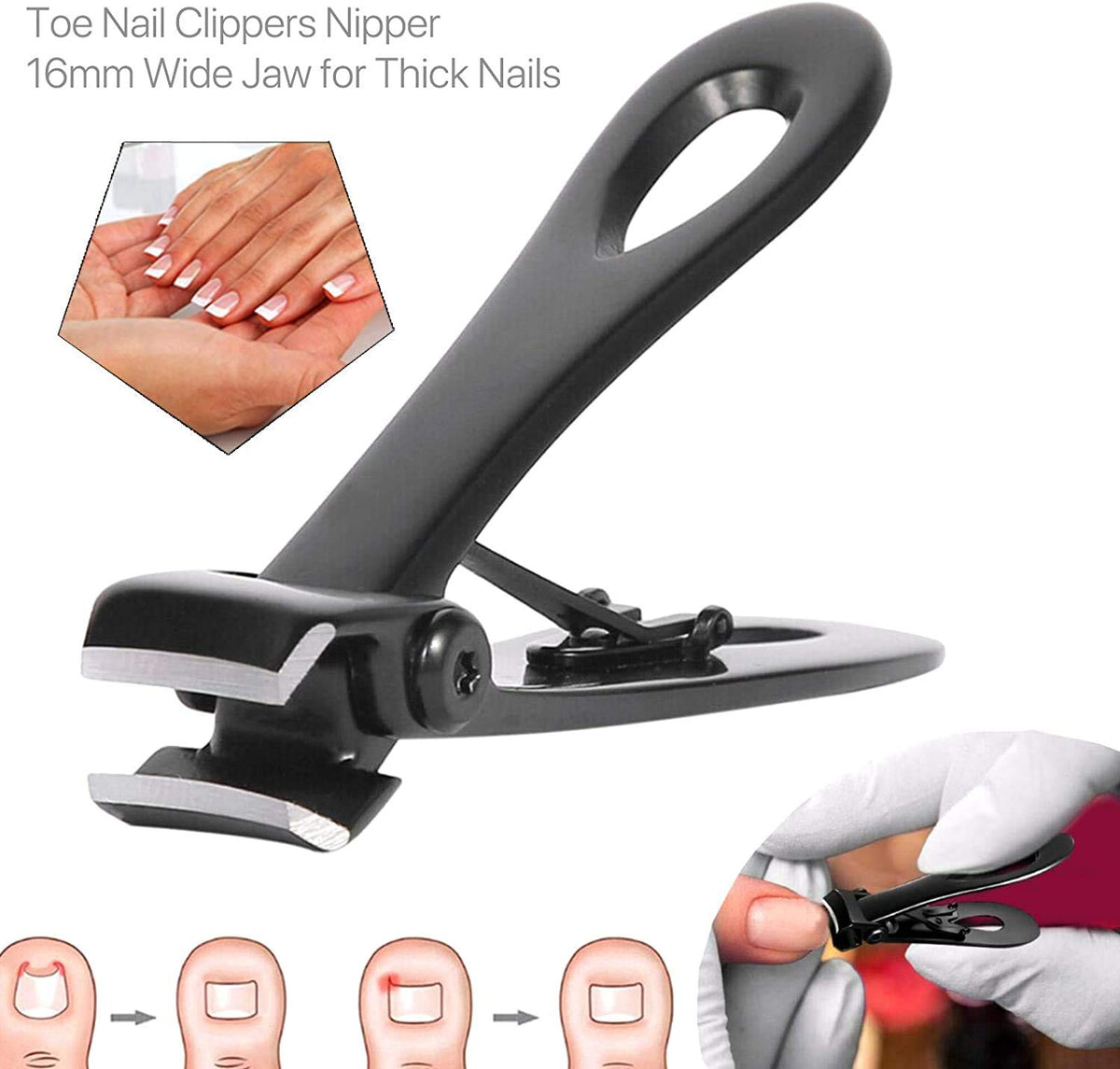 MAYCREATE @ Nail Clippers for Thick Nails, Nail Cutting Trimmer Toenail Clippers, Stainless Steel Toenail Clippers Set with Nail File, Big Nail Cutter for Men, Women