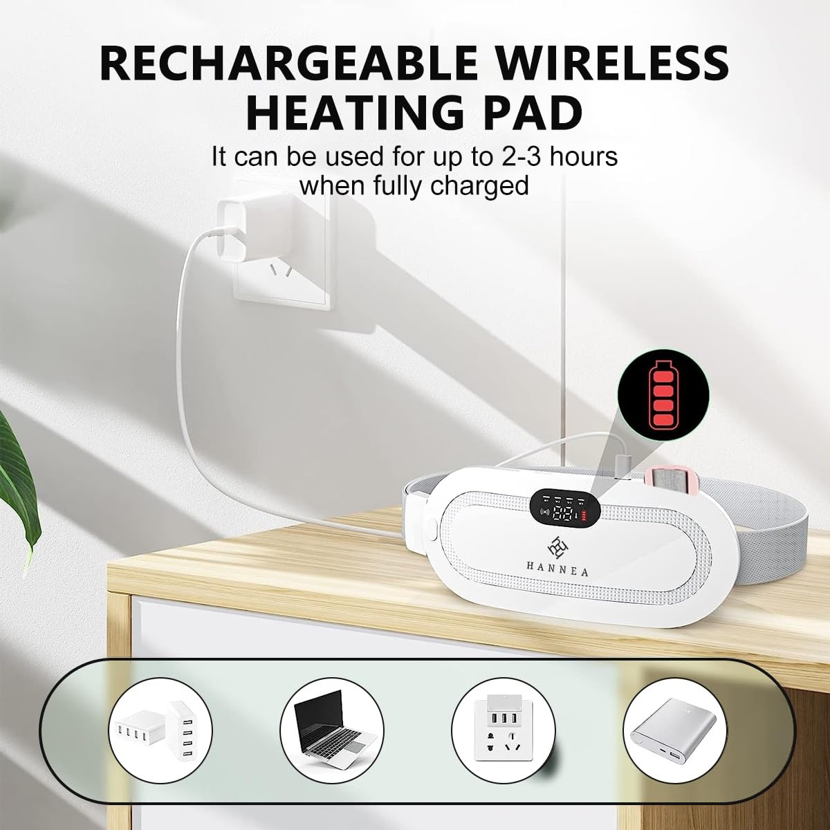 MAYCREATE Electric Cordless Heating Pad For Period Pain|Cramp Relief, Back Pain In Period|Belly Warmer Heating Pad With 3 Heat Levels 4 Vibration Modes|Caring Gift Heating Pad Belt For Women