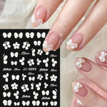 MAYCREATE 5D Embossed White Flowers Nail Stickers for Manicure with Self Adhesive Design | 5Pcs Acrylic Floral Decals