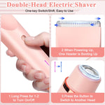 MAYCREATE Electric Shaver for Women 2 In 1 Dual Head Electric Razor USB Cordless Hair Trimmer Shaver IPX7 Waterproof Wet & Dry Use Painless Bikini Trimmer for Bikini Lines, Face Hair, Legs, Under Arm