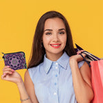 MAYCREATE Mandala Coin Purse Set for Travel and Daily Use with Metal Loop Ring | 3Pcs Polyester Pouches for Women and Girls