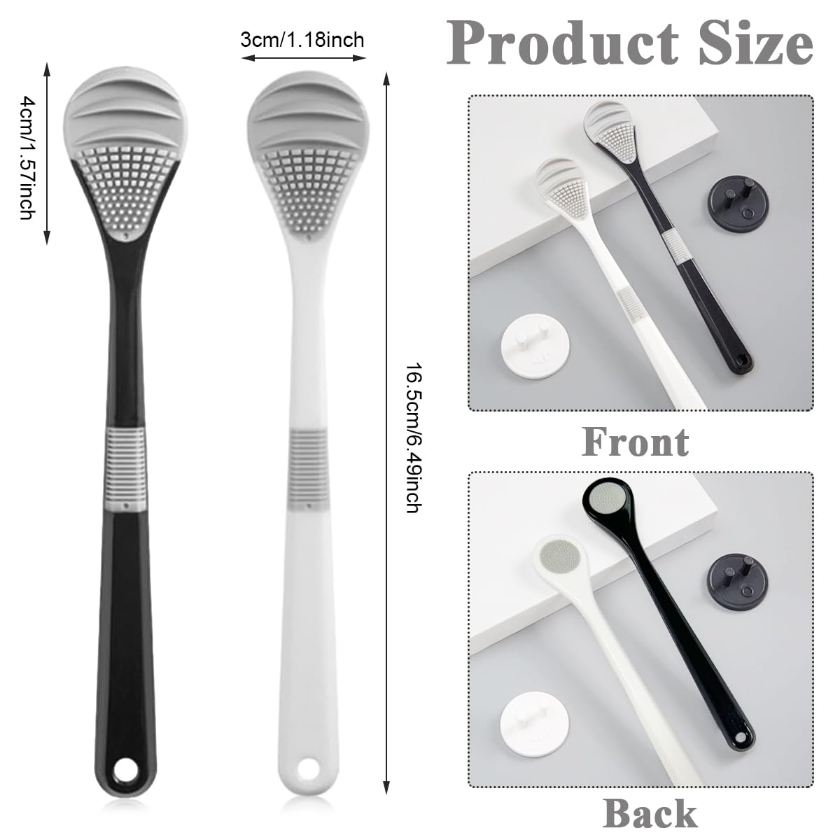 MAYCREATE Tongue Cleaner Adults, 2Pcs Silicone Tongue Scraper Soft Tounge Cleaner Helps Fight Bad Breath Tough Cleaner Fan Shape Tung Cleaner Tongue Brush