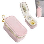 MAYCREATE Jewellery Organiser Box for Travel with Secure Zipper and Plush Interior 8x4x4cm | Ideal Gift for Women