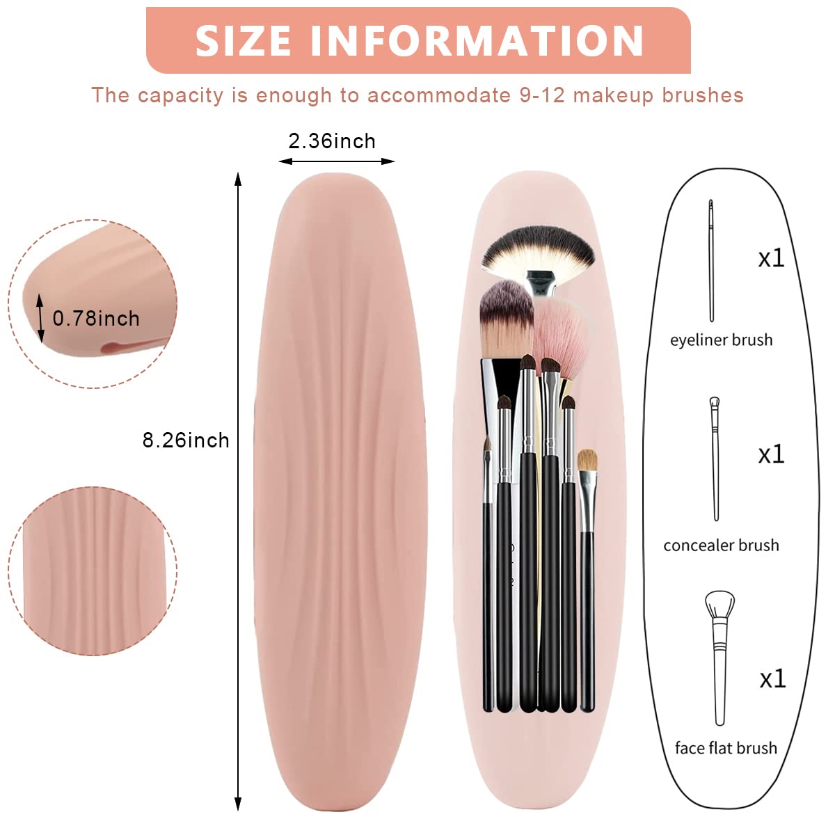 MAYCREATE Makeup Brush Holder, Travel Make Up Brushes Organizer Pouch Tool, Beginners Portable Soft and Sleek Make Up Brushes Organizer Pouch Tool