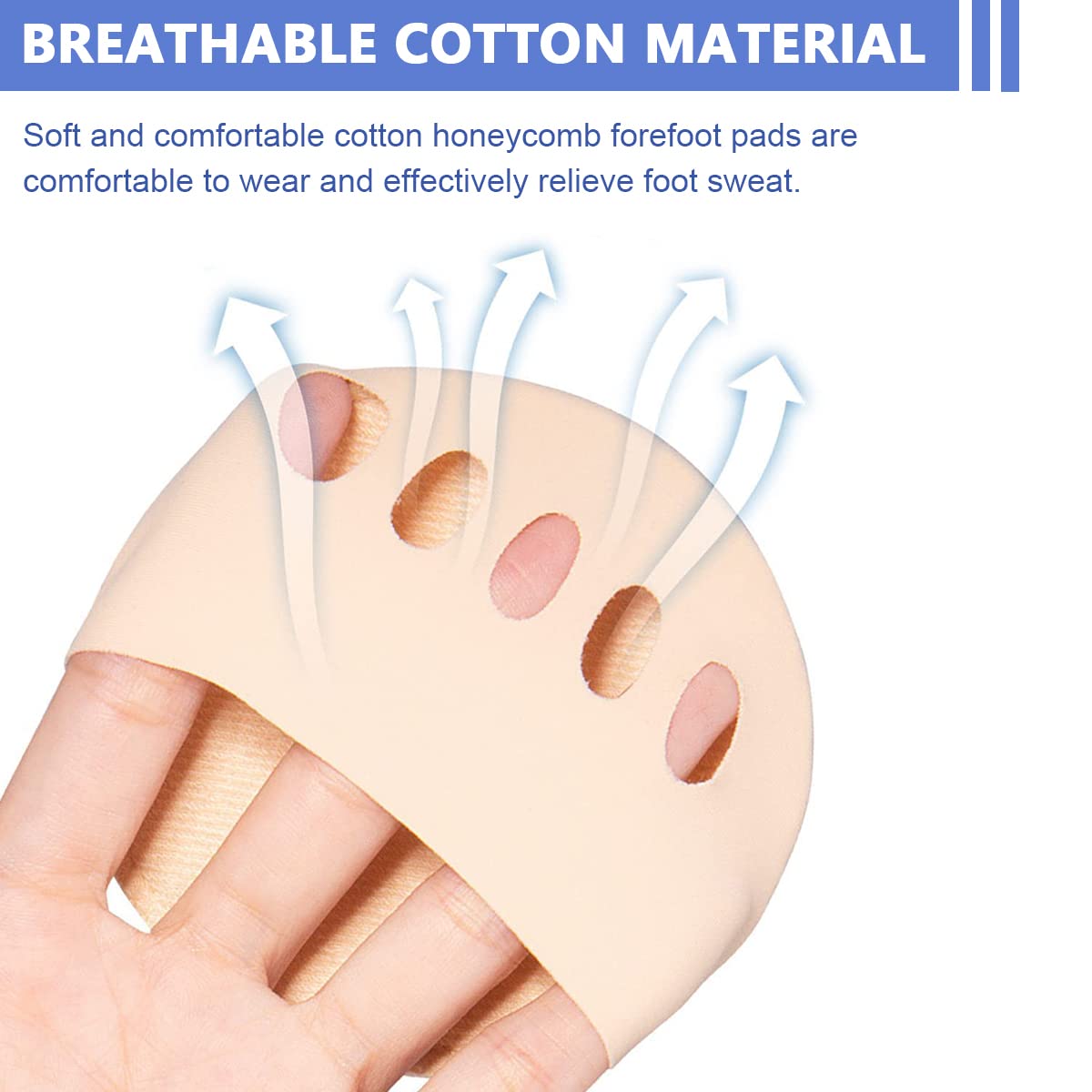 MAYCREATE 4 Pairs Forefoot Honeycomb Fabric Ball of Foot Cushion Metatarsal Pads for Women,Reusable High Heels Invisible Socks,Comfortable Non Slip Toe Sleeves for Relieving Foot Fatigue