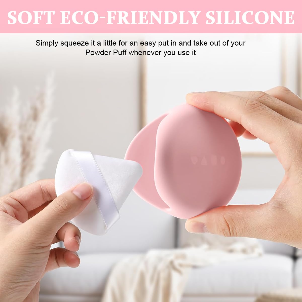 MAYCREATE Silicone Makeup Sponge Puff Holder, Travel Powder Puff Case Organizer, Soft & Durable Beauty Blender Storage - Pink