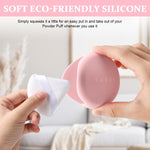 MAYCREATE Silicone Makeup Sponge Puff Holder, Travel Powder Puff Case Organizer, Soft & Durable Beauty Blender Storage - Pink