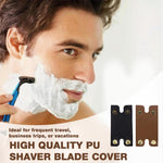 MAYCREATE Razor Blade Covers Set of 2 for Travel with Metal Snap Closure | PU Protective Sheaths