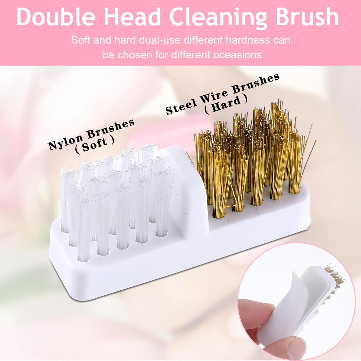 MAYCREATE 2 in 1 Nail Drill Bits Organizer Case with Nail Drill Bits Cleaning Brush, 30 Holes Dustproof Nail Art Drill Bits Stand with Lid Nail Drill Bits Storage Box with Intergrated Cleaning Brush