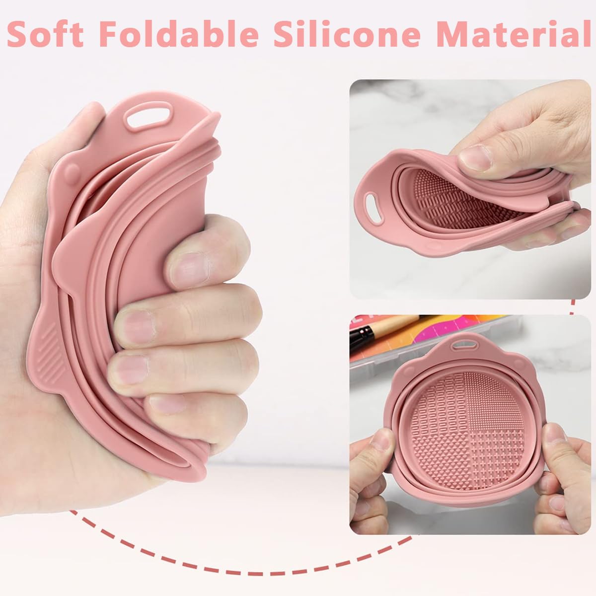 MAYCREATE Mini Makeup Brush Cleaner Bowl Silicone Makeup Brush Cleaning Basin 5.5 Inches Collapsible Cleaner Bowl for Makeup Brushes, Beauty-Blender Sponge Removing Residual Foundation