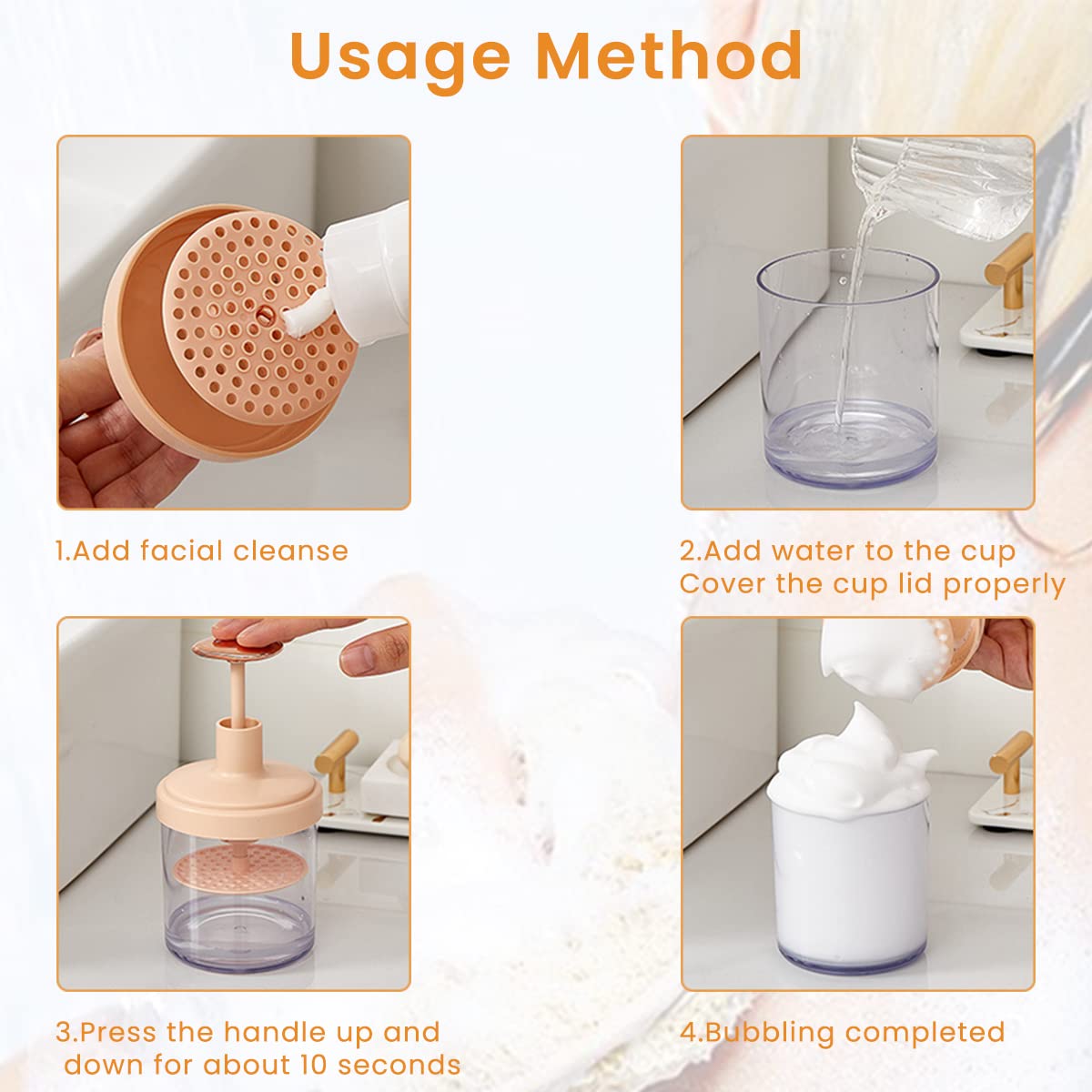 MAYCREATE Face Wash Foam Maker Bottle Rich Cream Face Cleanser Foamer with Press Handle, Household Foaming Bottle Foam Maker for Face Wash, Facial Cleaning Skincare Tool