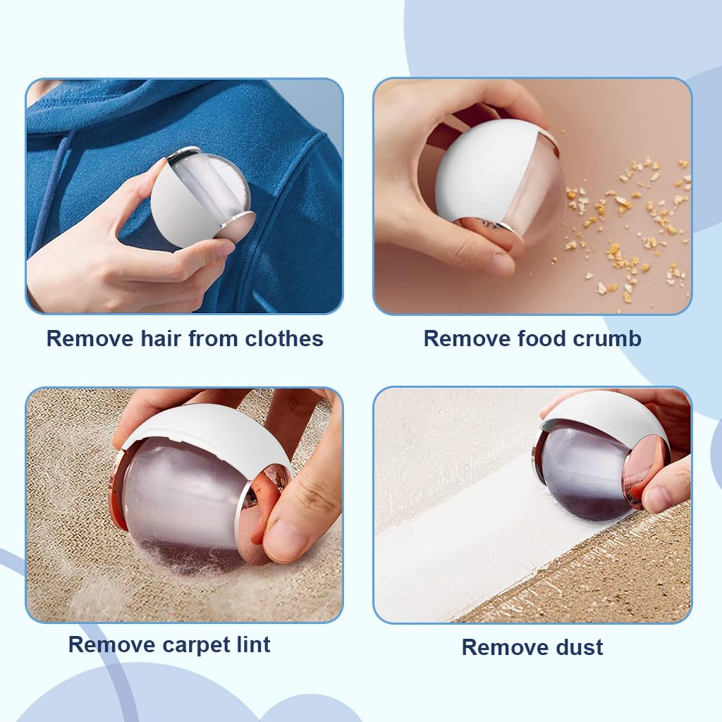 MAYCREATE Washable Reusable Lint Roller Ball, Portable Gel Lint Roller for Pet Hair Remover Tool, Washable Lint Roller Fur Lint Remover for Clothes, Furniture, Carpet, Bed, Sofa, White