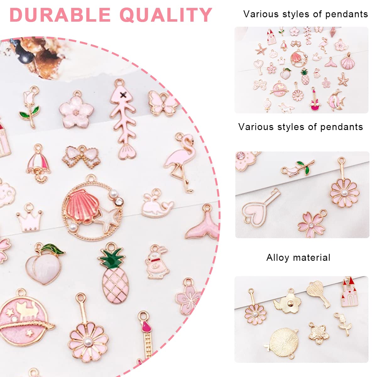 MAYCREATE Metal 31Pcs Diy Jewelry Making Pendent Kit Assorted Lovely Enamel Charms Pendents Gold Plated Diy Charm Necklace Bracelets Pendent Kit Bracelet Jewelry Making