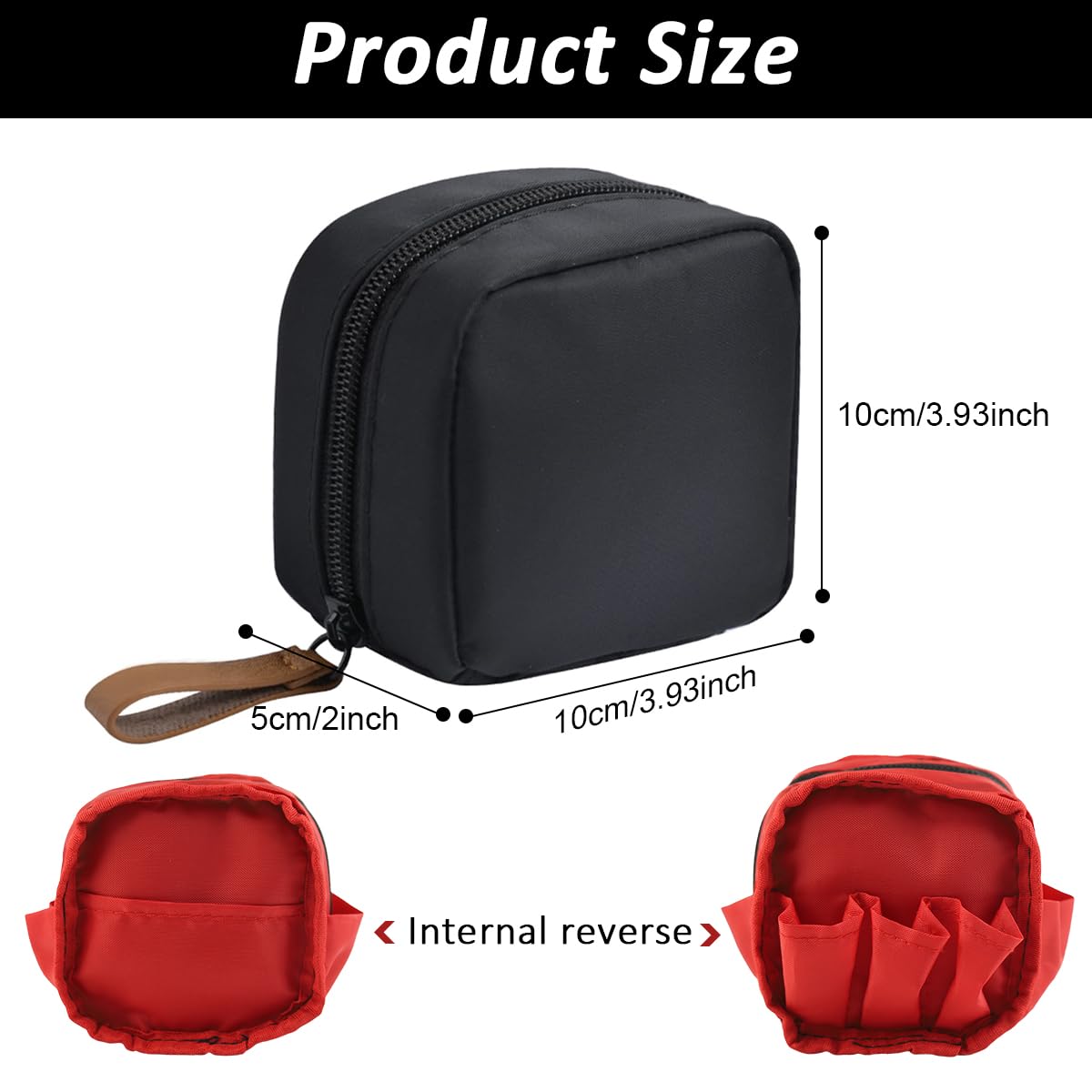 MAYCREATE Mini Lipstick Pouch Cosmetic Bags for Women, Cute Makeup Pouches for Women, 3.9''x3.9'' Small Coin Purse, Waterproof Zipper Travel Makeup Organizer Pouch with Handstrap