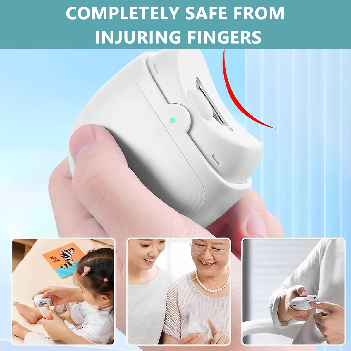 MAYCREATE Baby Nail Trimmer For New Born Electric Nail Clipper with LED Light, USB Rechargeable Nail Trimme For Baby with 2 Speeds Anti-splash Nail Dust Bin