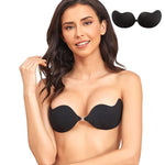 MAYCREATE Silicone Stick On Bra for Backless Dress featuring 3D Push Up Cups in Black | Reusable
