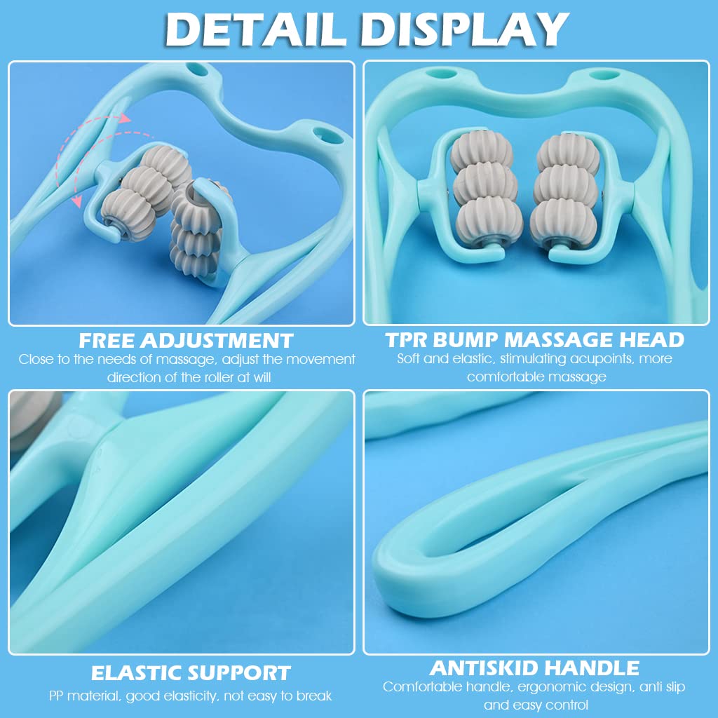 MAYCREATE Neck Massager, 6 Neck Massager Rollers for Pain Relief Manual Roller Massager for Neck, Relaxology Neck Massager Relieve Neck Soreness Muscle Pain