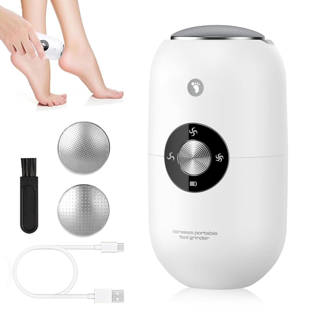 MAYCREATE Electric Foot Callus Remover for Pedicure Care with 3 Speeds and Pressure Sensor | USB Rechargeable Stainless Steel Tool