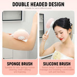 MAYCREATE Back Scrubber for Shower with Dual-Sided Loofah and Bristles | 14.8 in Telescopic Handle