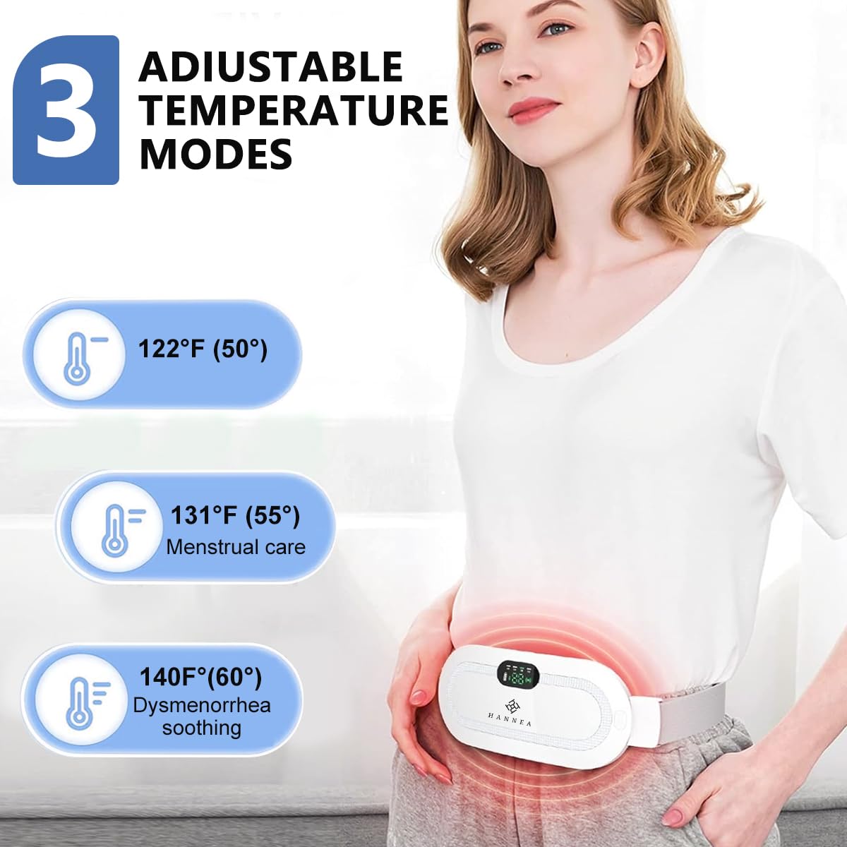 MAYCREATE Electric Cordless Heating Pad For Period Pain|Cramp Relief, Back Pain In Period|Belly Warmer Heating Pad With 3 Heat Levels 4 Vibration Modes|Caring Gift Heating Pad Belt For Women