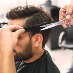 MAYCREATE Professional Hair Cutting Barber Scissors Kit - 6.7 Inch Hairdressing Scissors with 3 Combs, Haircut Cloak and Hair Clips Hairdresser for Men and Women ( 9Pcs)