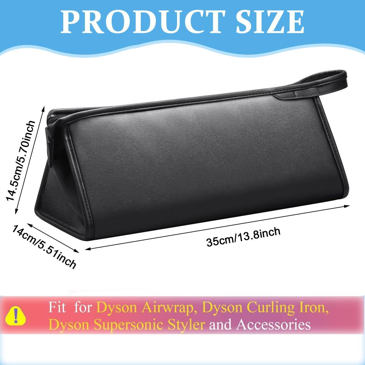 MAYCREATE PU Leather Travel Case for Airwrap Styler Supersonic Hair Dryer, Waterproof Anti-Scratch Dustproof Shockproof Protection Portable Storage Bag Travel Gift Case, Black