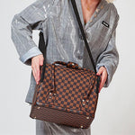 MAYCREATE Makeup Carrying Suitcase Stylish Leather Print Large Makeup Organizer Bag Suitcase Vanity Box Makeup Tools Box Travel Makeup Organizer for Makeup Artist, Professional, Makeup Students