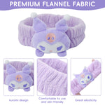 MAYCREATE Kuromi Spa Headband for Skincare with Elastic Plush 3Pcs Set | Face Wash & Makeup
