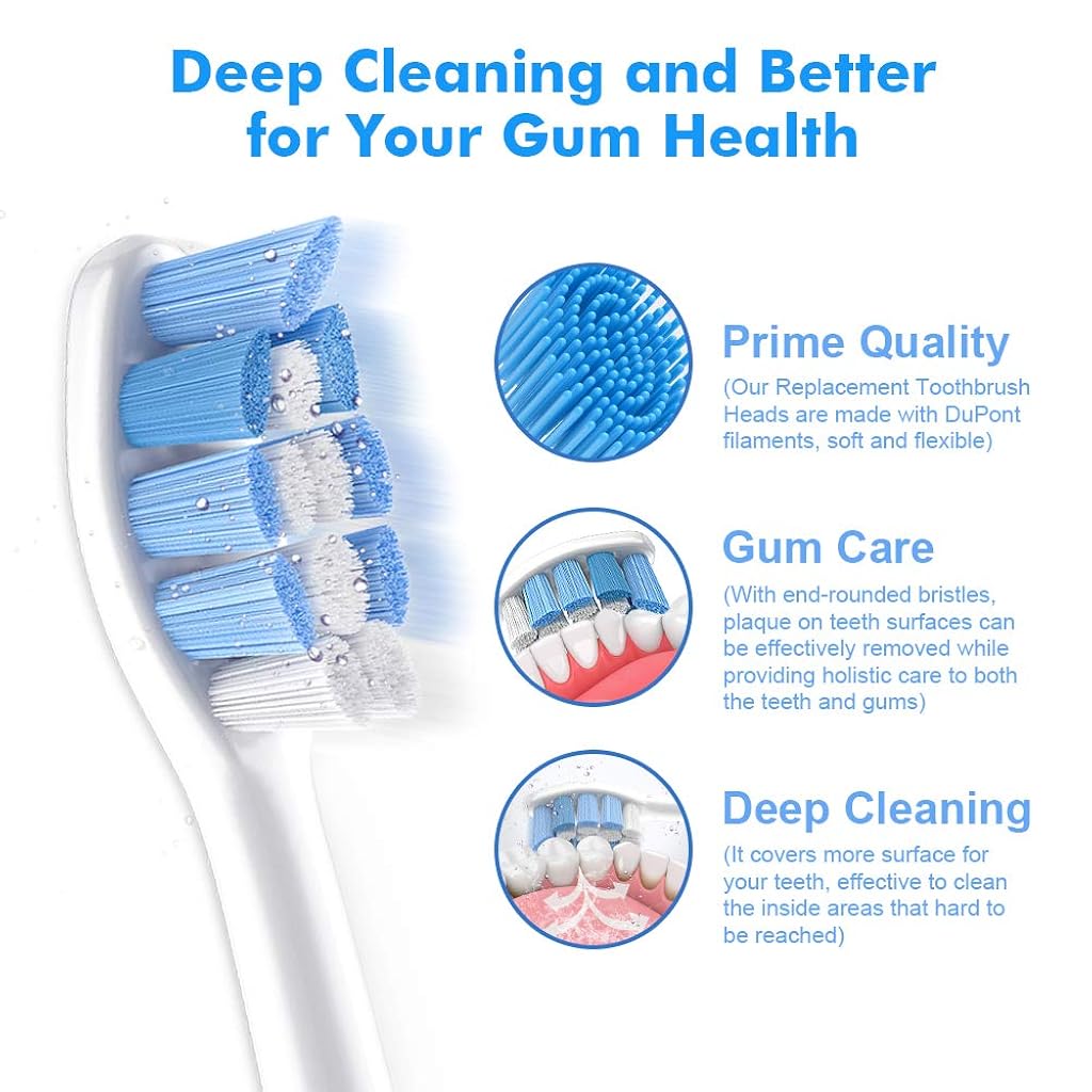 HANNEA 8 Pack Replacement Brush Heads Compatible with Philips - Toothbrush Heads for DiamondClean, Protectiveclean HX6100/hx9003 HealthyWhite, EasyClean, Gum Health