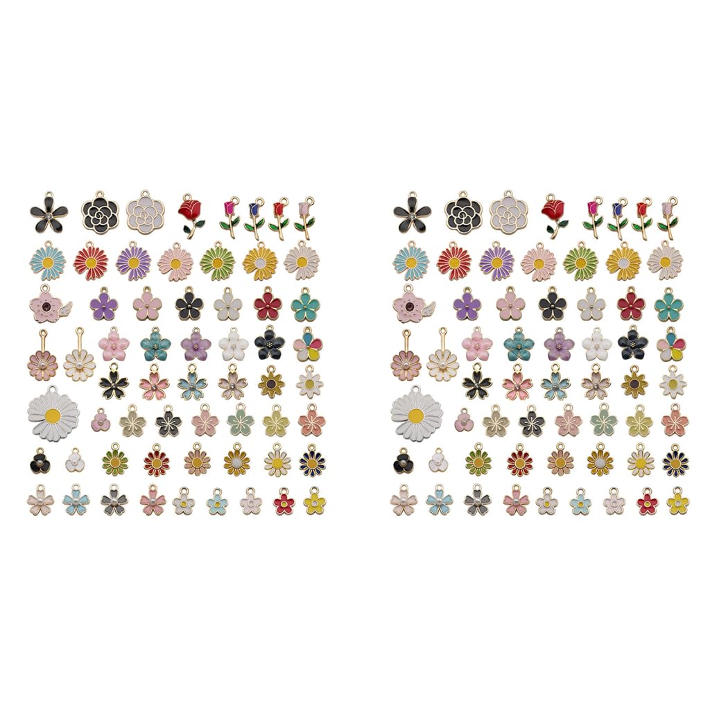 MAYCREATE Assorted Enamel Pendants for Jewelry Making featuring 120 pcs 15–20 mm Gold Charm Set