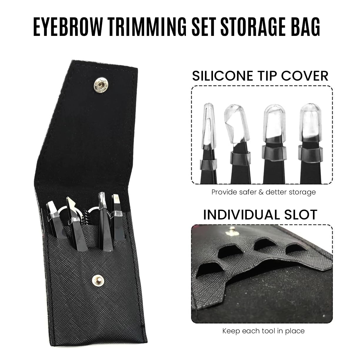 MAYCREATE 6pcs Eyebrow Tweezer Razor Set, Stainless Steel Precision Eyebrow Trimmer for Women Men, Includes Scissors, Eyelash Brush & 4 Styles Tweezer for Eyebrow with Tool Pouch