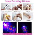 MAYCREATE 8-Sheet UV Neon Face Tattoo Sticker Temporary Tattoos, Glow in the Dark Face Tattoos, Butterfly Mermaid Fluorescence Fake Tattoo Stickers for Halloween Rave Festival Party Supplies