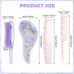 MAYCREATE Girls Hair Brush Set with 3 Pieces for Easy Detangling and Styling | Cute Unicorn Design