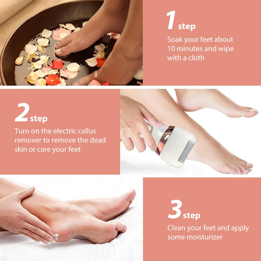 HASTHIP Electric Callus Remover for Feet,Half year warranty, Pedicure Tools Professional Rechargeable Portable Callus & Dead Skin Removal & Feet Care Feet File For Removing Dead Skin
