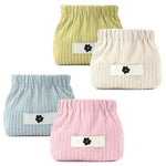MAYCREATE Corduroy Storage Pouch for Travel and Daily Use featuring Easy Squeeze Open | 4pcs 13x5x12cm Makeup Coin Jewelry Organizer