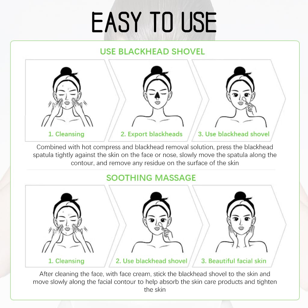 MAYCREATE Stainless Steel Comedone Extractor & Dual Head Blackhead Removal Shovel Pore Cleaning Tools Beauty Tools Facial Cleaning Tools for Acne, Whitehead Popping, Comedone