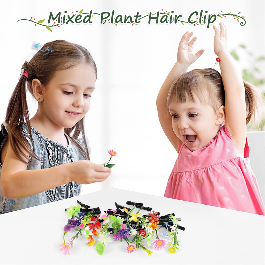 MAYCREATE Hair Clips for Women with 30 Floral Plant Designs and Metal Pins | Cute Gift Set