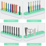 MAYCREATE Silicone Makeup Brush Holder Organizer Multi Slots Desktop Makeup Brushes Storage Stand Make Up Brush Drying Holder for Dressing Table - Green, Space Saving