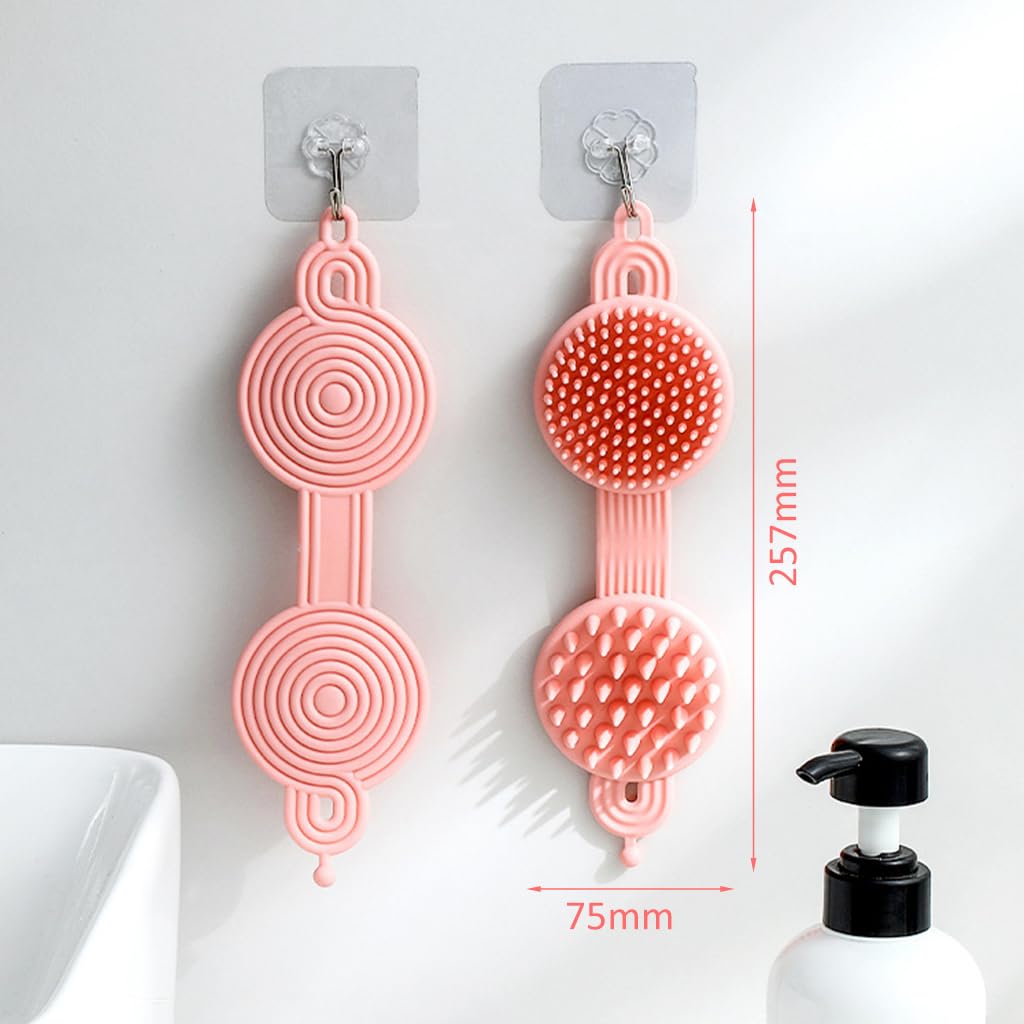 MAYCREATE Silicone Body Scrubber, 2 in 1 Bath and Shampoo Brush, Soft Silicone Loofah for Sensitive Skin, Double-Sided Body Brush for Men Women, Lathers Well, Gentle Exfoliating