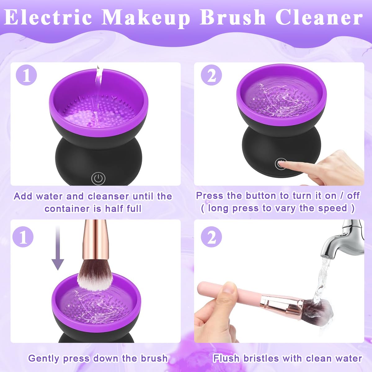 MAYCREATE Electric Makeup Brush Cleaner Machine, Silicone Makeup Brush Cleaning Cup, Portable USB Automatic Spinner Cleaner for All Size Brushes